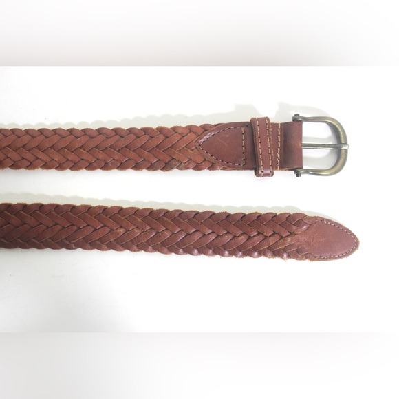 Adjustable to 30” Argentinian Vintage Woven or Braided Warm Brown Leather Belt - Picture 3 of 7